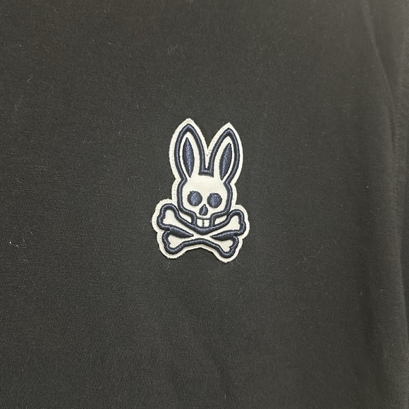 Psycho Bunny 100% pima cotton tee shirt black with pink/white trim size S - Picture 2 of 6